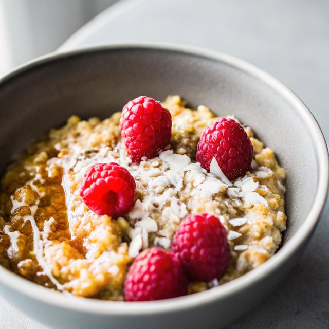 Raspberry Coconut Crème Brûlée Oatmeal
