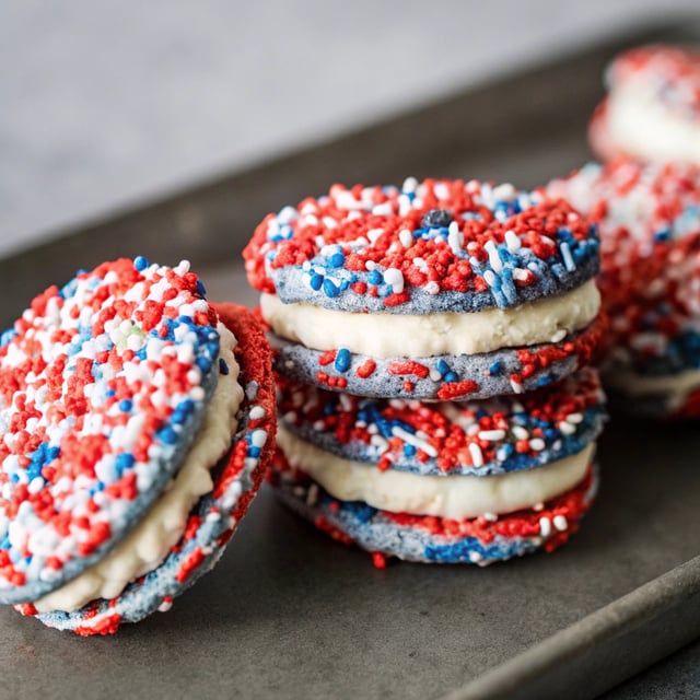 Red, White & Blue Funfetti Sandwich Cookies
