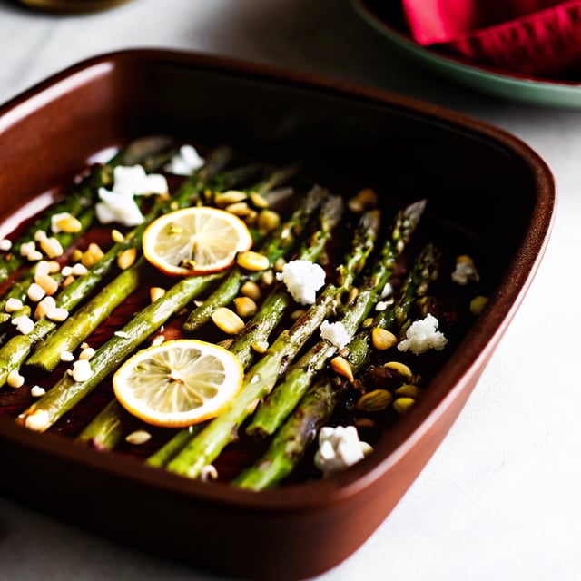 Roasted Asparagus with Lemon, Feta, and Pistachios