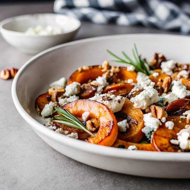 Roasted Butternut Squash with Balsamic, Blue Cheese, and Pecans