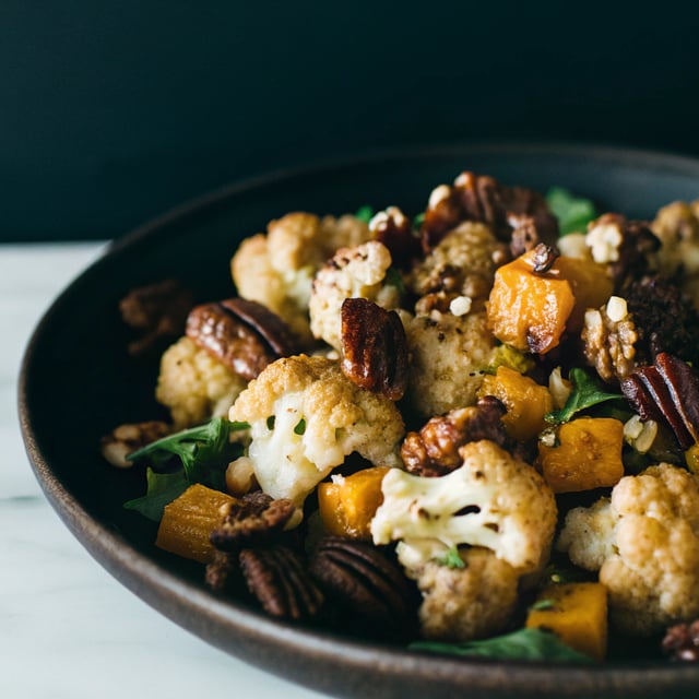Roasted Cauliflower Date Pecan Salad