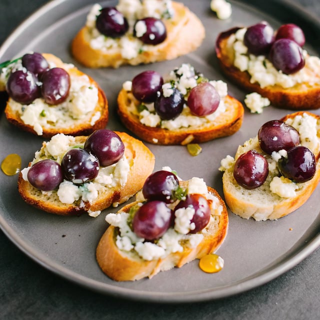 Roasted Grape, Blue Cheese, & Honey Crostini