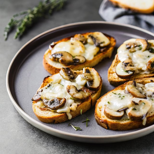 Roasted Mushroom and Gruyere Toasts