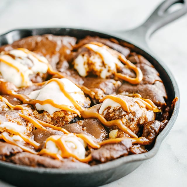 Salted Caramel Skillet Brownies