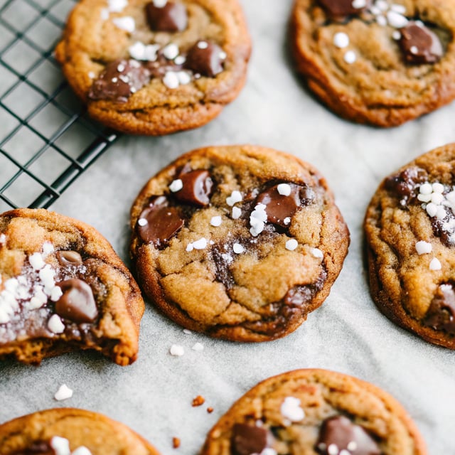 Salted Malted Crispy Chocolate Chip Cookies