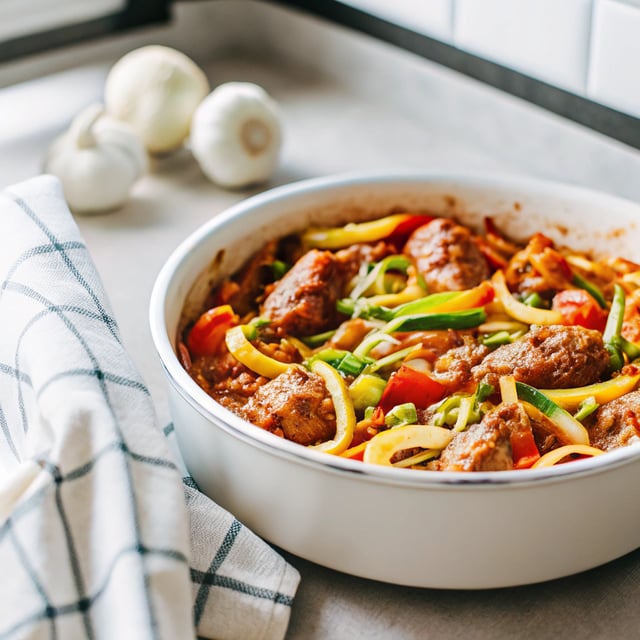 Sausage and Peppers with Zucchini Noodles