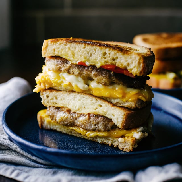 Sausage, Egg, and Cheese Breakfast Sandwich with Maple Butter