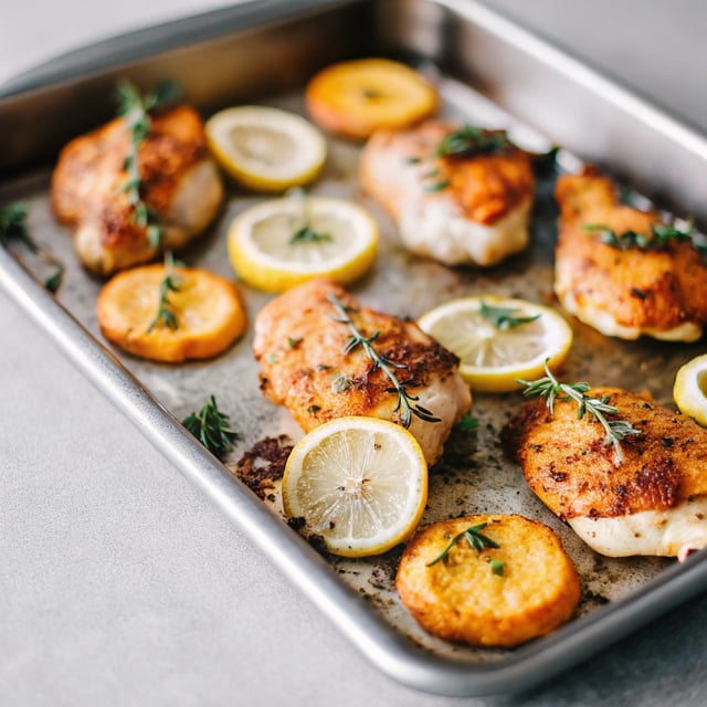 Sheet Pan Lemon Thyme Chicken with Smoked Paprika Potatoes