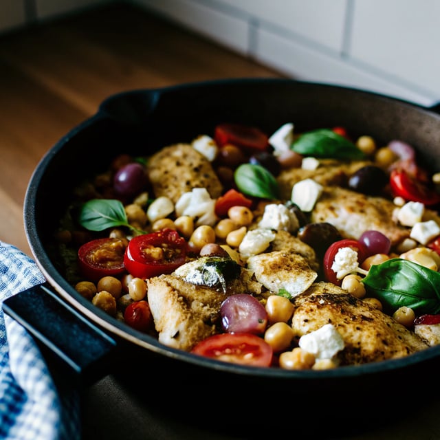 Skillet Chicken with Chickpeas, Tomatoes, and Olives