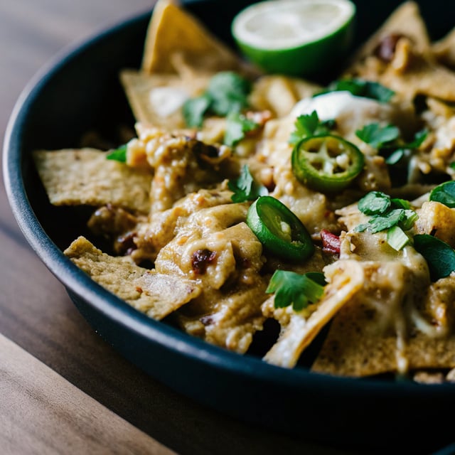 Slow Cooker Chicken Chile Verde Nachos