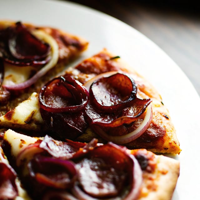 Spicy Pepperoni Pizza with Caramelized Onions