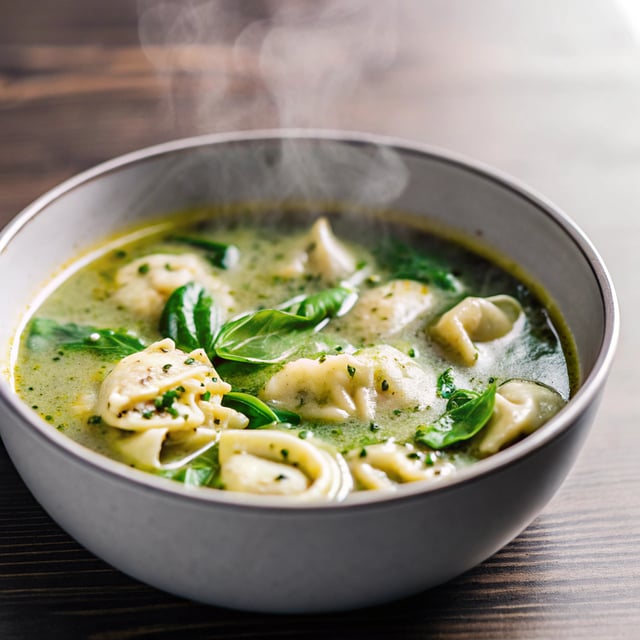 Spinach Artichoke Pesto Tortellini Soup