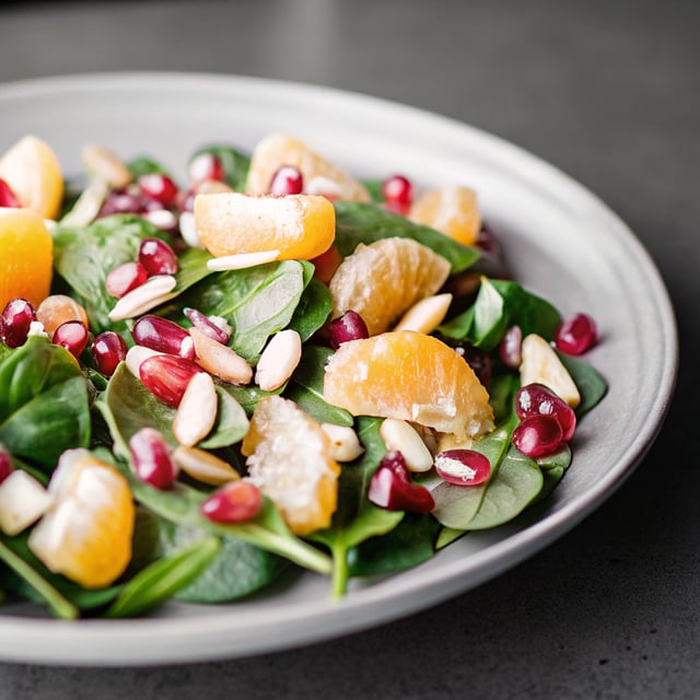 Spinach Salad with Oranges, Pomegranate, and Almonds