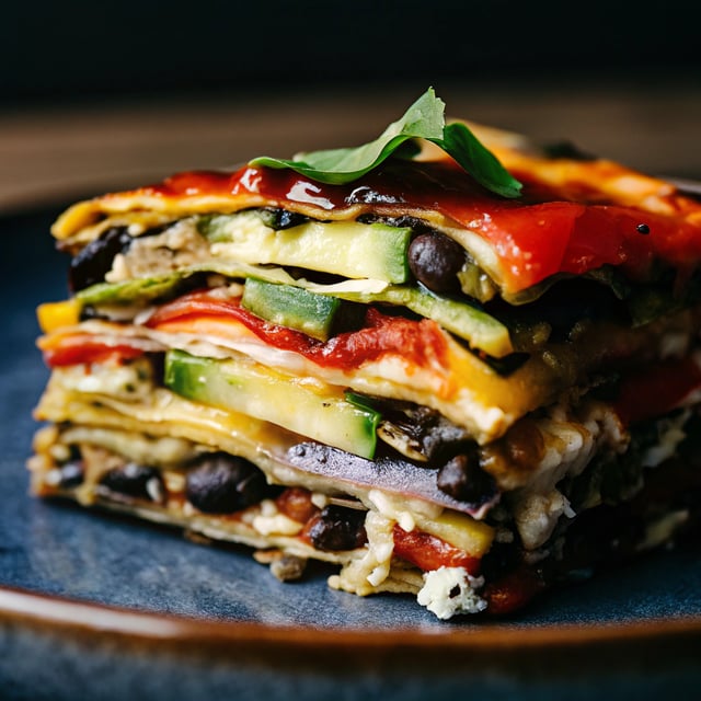 Stacked Roasted Vegetable Enchiladas
