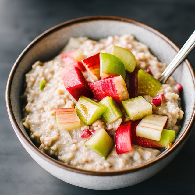 Steel Cut Oats with Rhubarb and Apple Topping