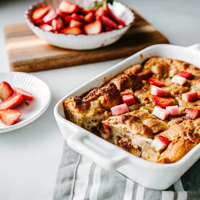 Strawberry Rhubarb Baked French Toast