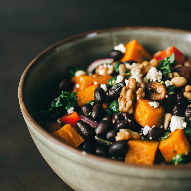 Sweet Potato and Black Bean Kale Salad