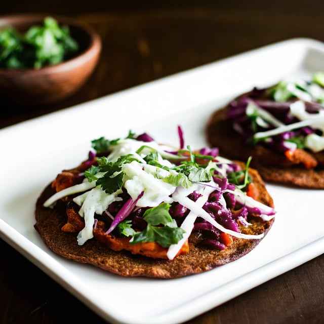 Sweet Potato Refried Bean Tostadas