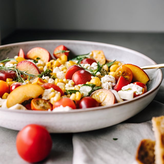 Tomato, Peach, and Corn Salad