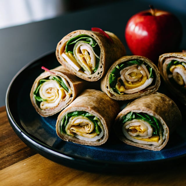 Turkey Cheddar Apple Pinwheels