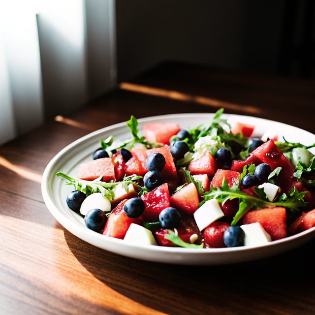 Watermelon, Blueberry, and Jicama Arugula Salad