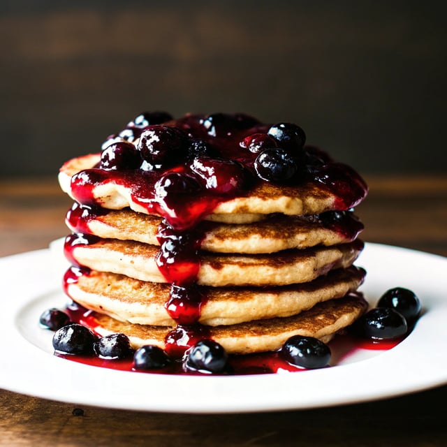 Whole Wheat Kefir Pancakes with Blueberry Sauce