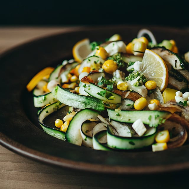 Zucchini Ribbon Salad with Sweet Corn & Avocado