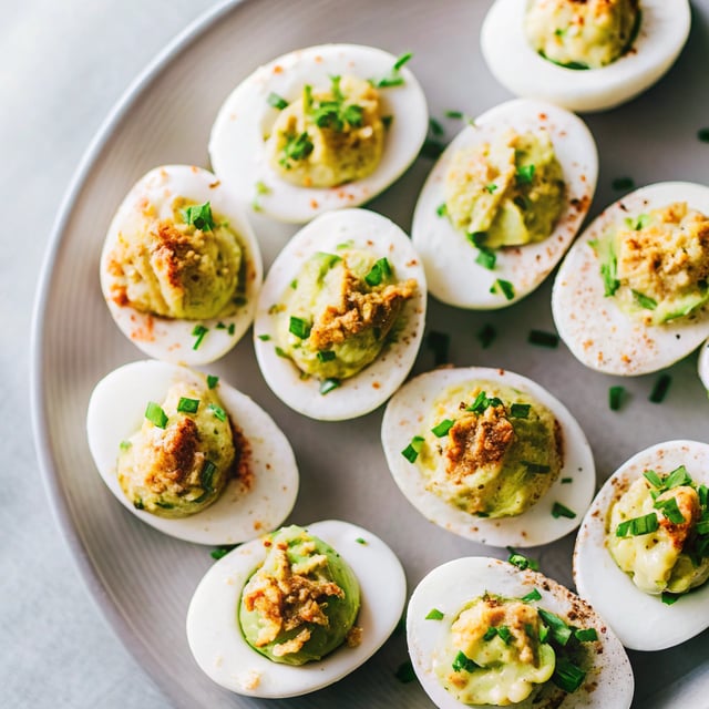 Avocado Deviled Eggs with Chives