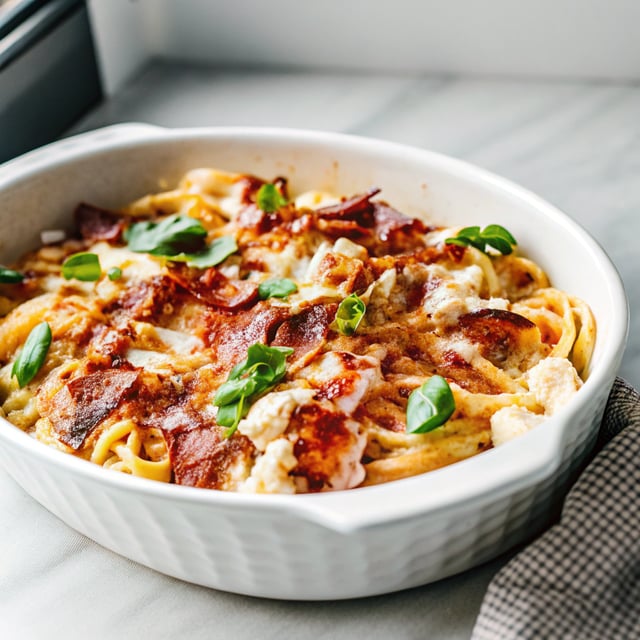 Brie, Bacon and Basil Pasta