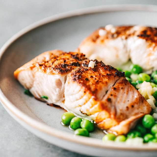 Broiled Salmon with Spring Peas