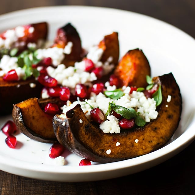 Brown Butter Roasted Pumpkin with Ricotta Salata and Pomegranate Seeds