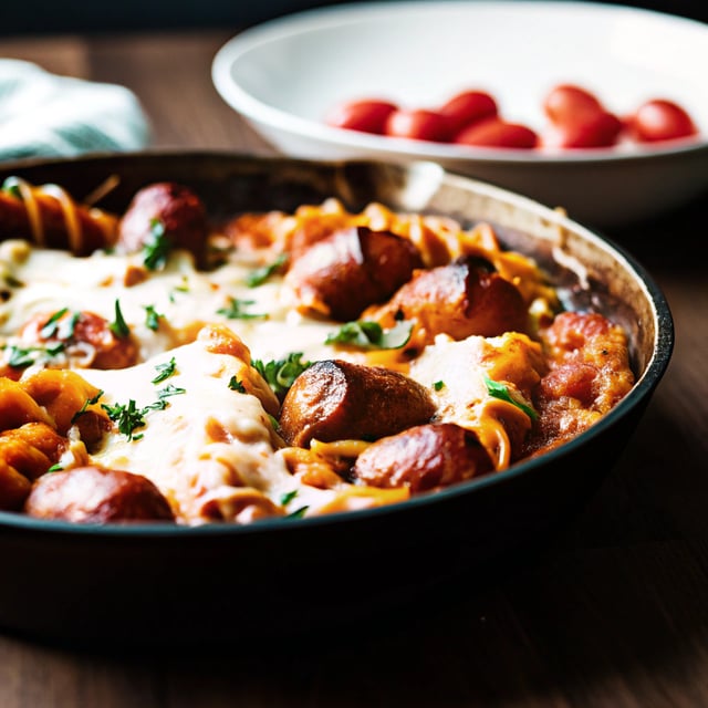 Cheesy Chicken Sausage Pasta Bake