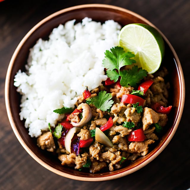 Chicken Mushroom Larb Bowls (with coconut rice!)