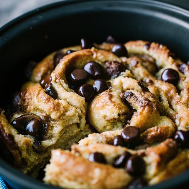 Chocolate Chip Croissant Bread Pudding