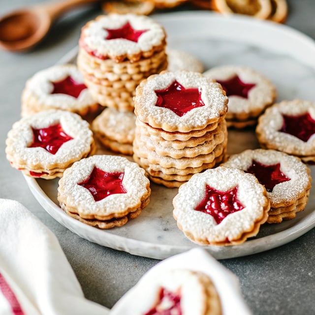Christmas Linzer Cookies with Raspberry Preserves