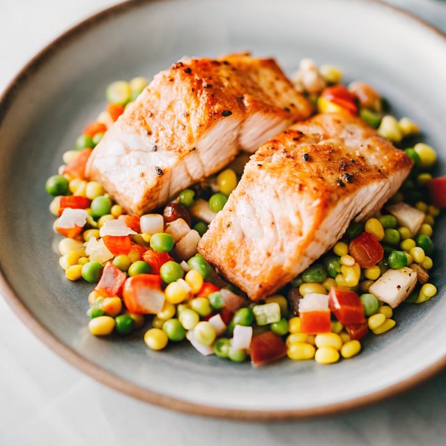Crispy Salmon Succotash