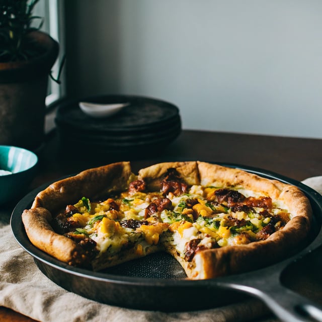 Deep Dish Butternut Squash Pizza with Bacon and Brussels