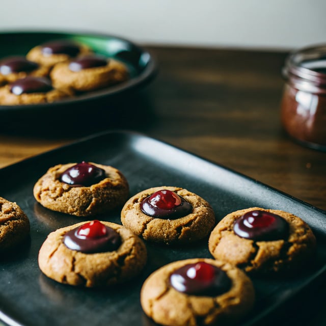 Double Chocolate Thumbprint Cookies with Ganache and Preserves