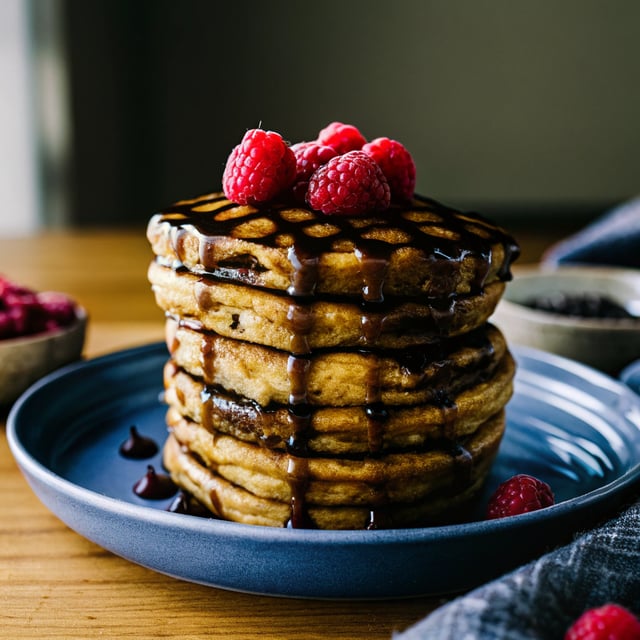 Fluffy Raspberry Chocolate Pancakes