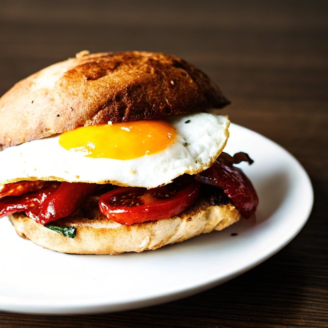 Fried Egg Breakfast Sandwich with Tomato Confit