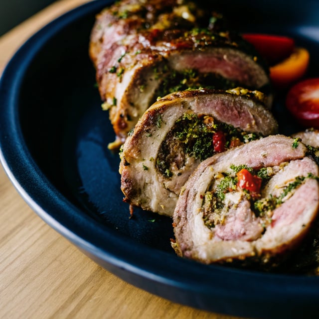 Garlic and Herb Stuffed Boneless Leg of Lamb