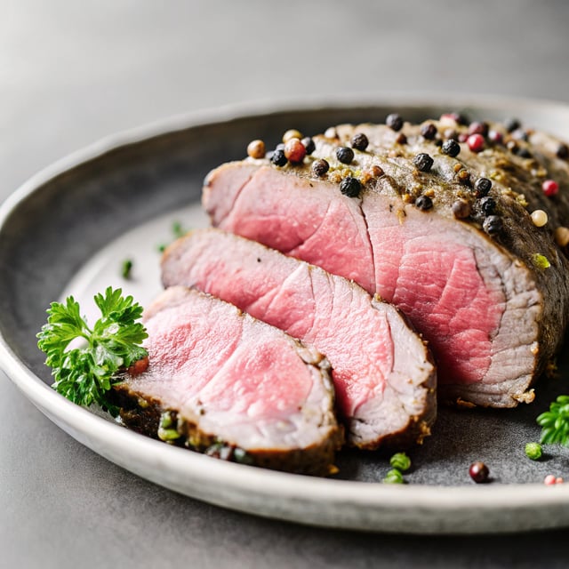 Garlic Peppercorn Crusted Beef Tenderloin