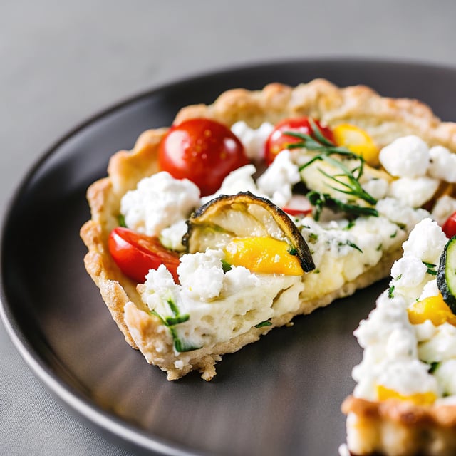 Goat Cheese Crumbled Summer Veggie Quiche