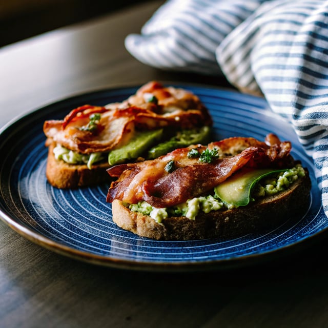 Green Harissa Tartines with Bacon and Avocado