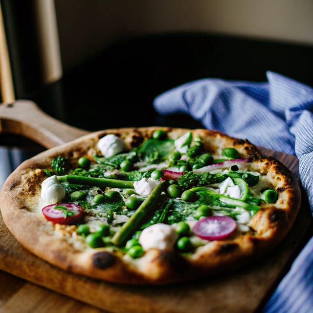 Green Pizza (with Asparagus, Peas, Mint and Burrata)