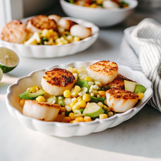 Grilled Scallops with Avocado Corn Salad