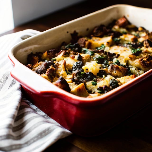 Kale and Mushroom Strata