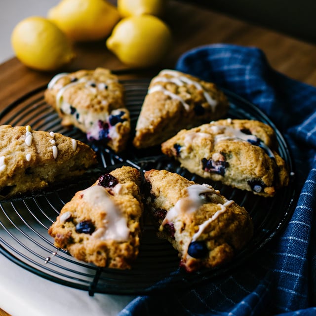 Lemon Blueberry Scones with Lemon Glaze