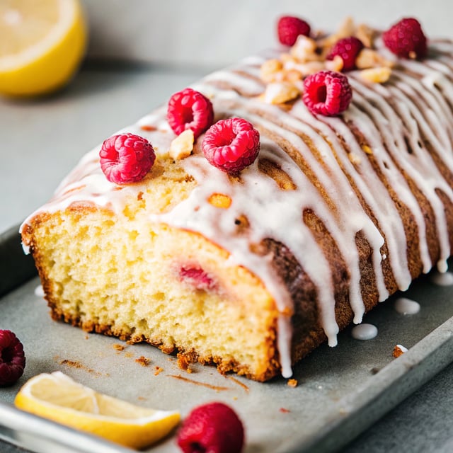 Lemon Raspberry Yogurt Cake with Lemon Drizzle