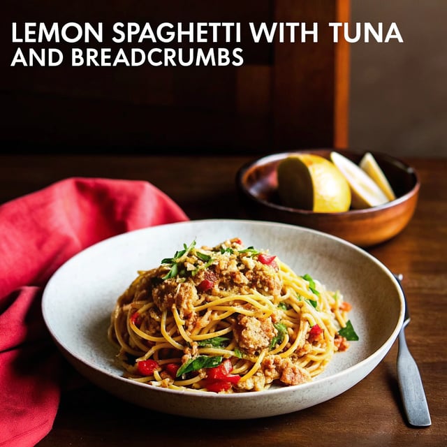 Lemon Spaghetti with Tuna and Breadcrumbs